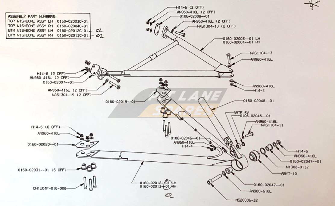 FRONT WISHBONES Diagram